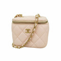 Chanel Vanity Bag Quilted Caviar Leather Pink Gold