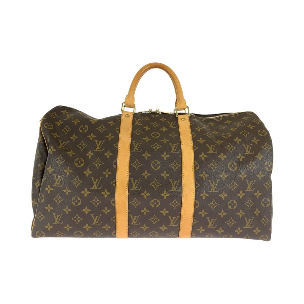 Louis Vuitton Monogram Keepall 50 Brown Leather Boston Bag
