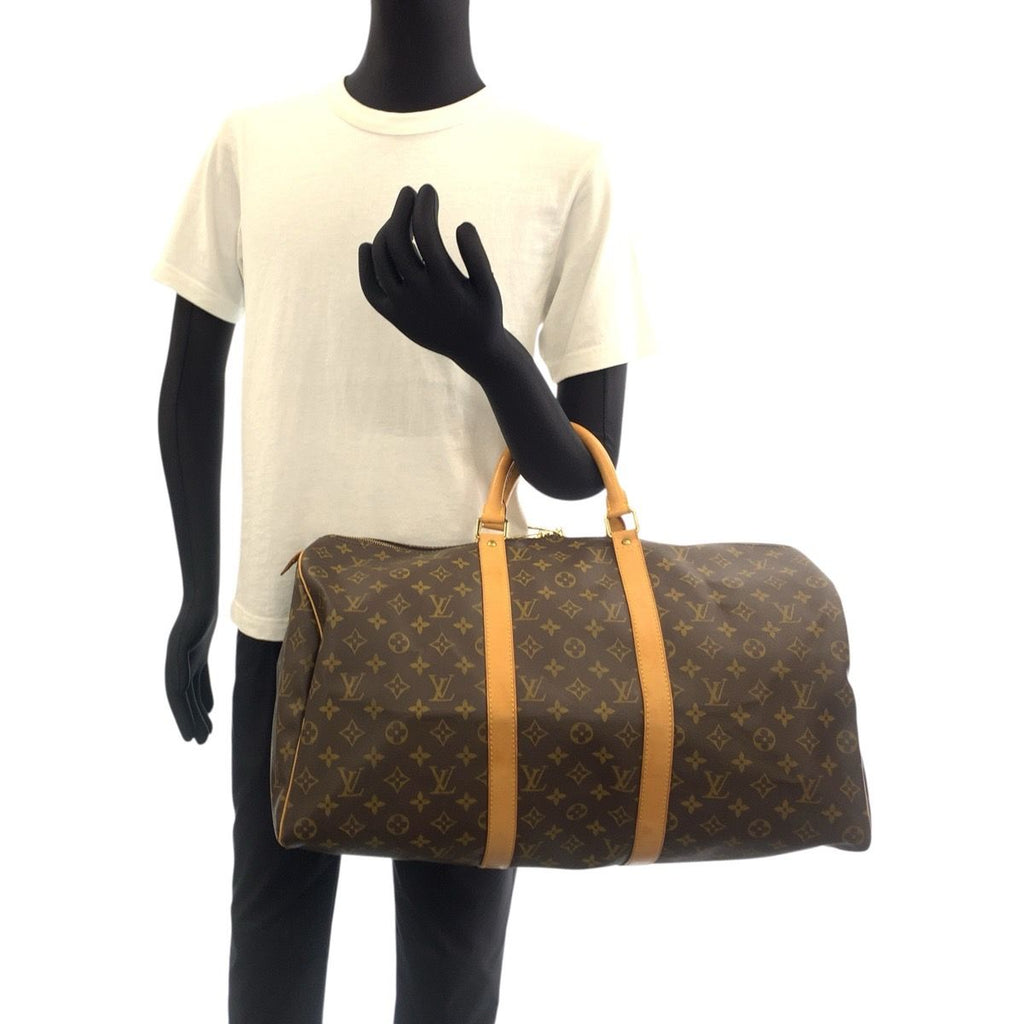 Louis Vuitton Monogram Keepall 50 Brown Leather Boston Bag — view 6
