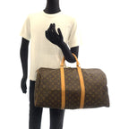 Louis Vuitton Monogram Keepall 50 Brown Leather Boston Bag — view 6