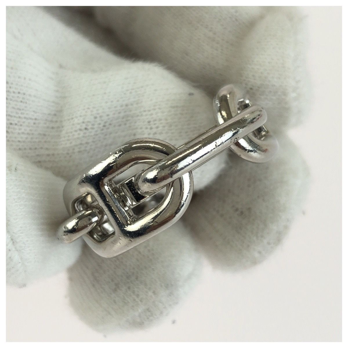 Hermes Chaine D'ancre Legato Silver Brass Scarf Ring — view 4