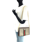 Gucci Sherry Line Ophidia GG Supreme Canvas Leather Chain Shoulder Bag Pochette — view 6