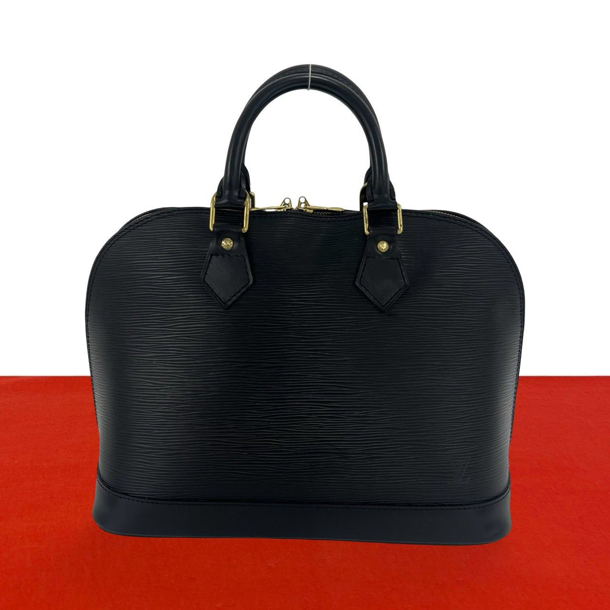 Louis Vuitton Vintage Alma Epi Leather Mini Boston Bag Noir Black