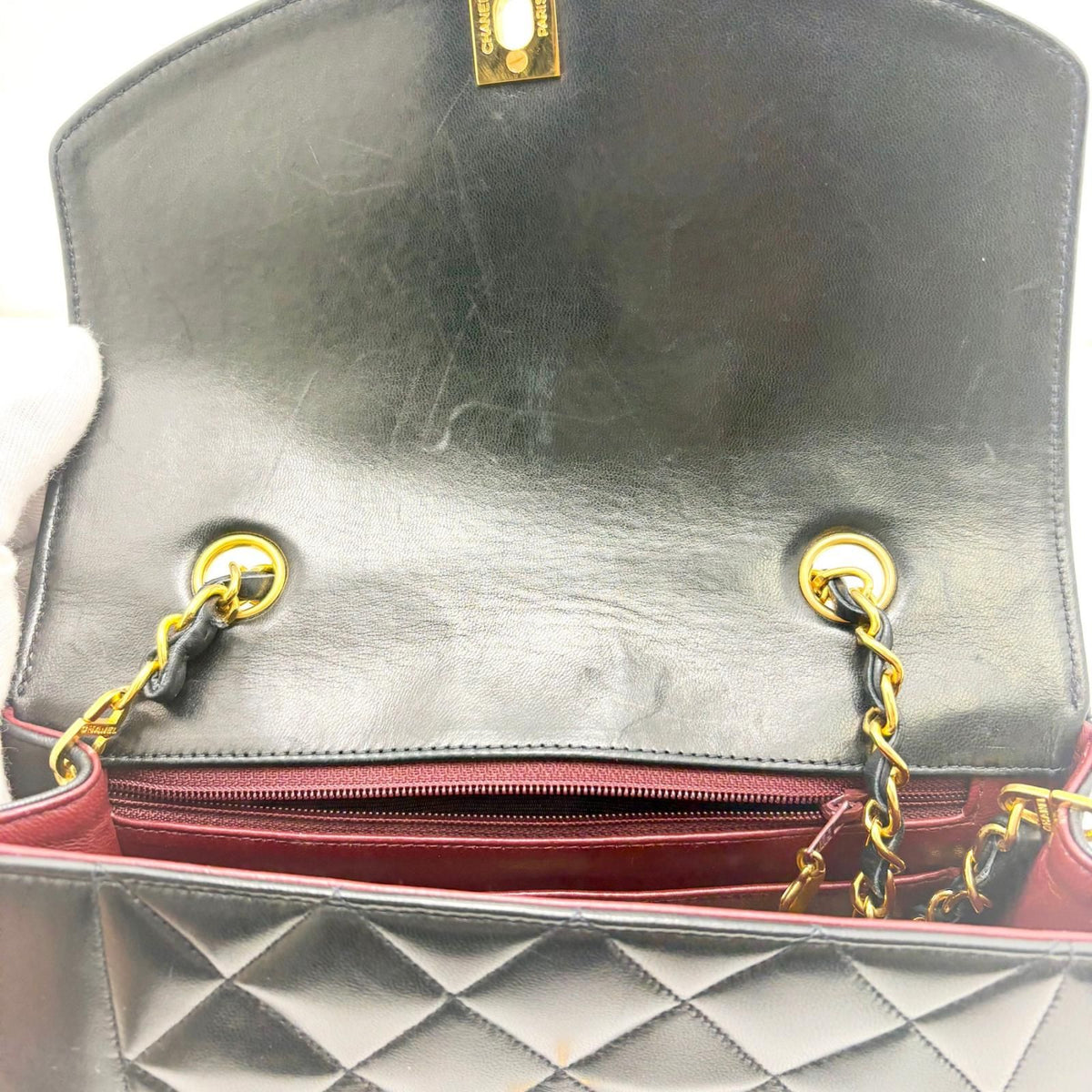 Chanel Diana 22 Quilted Chain Shoulder Black Lambskin Bag — view 6