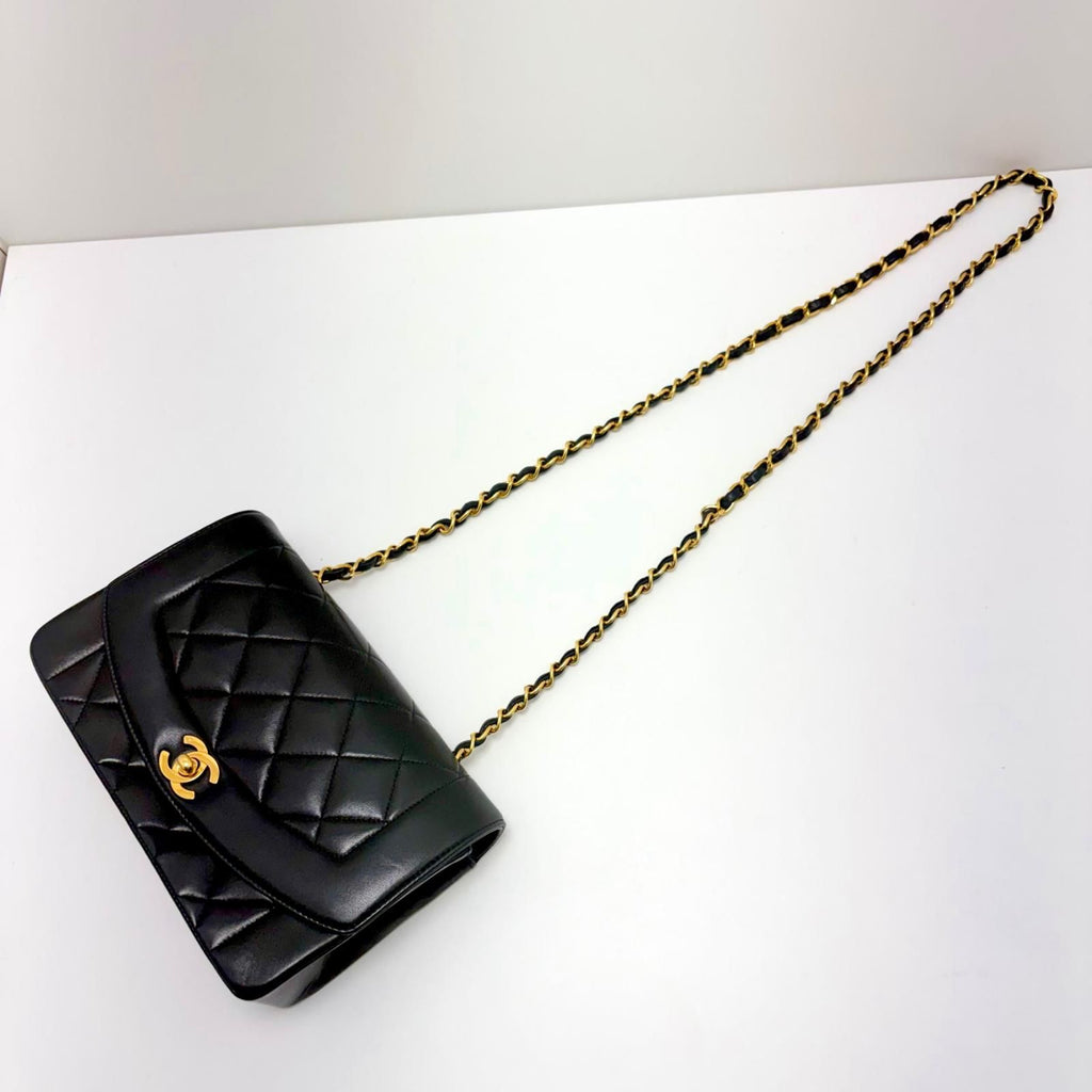 Chanel Diana 22 Quilted Chain Shoulder Black Lambskin Bag — view 5