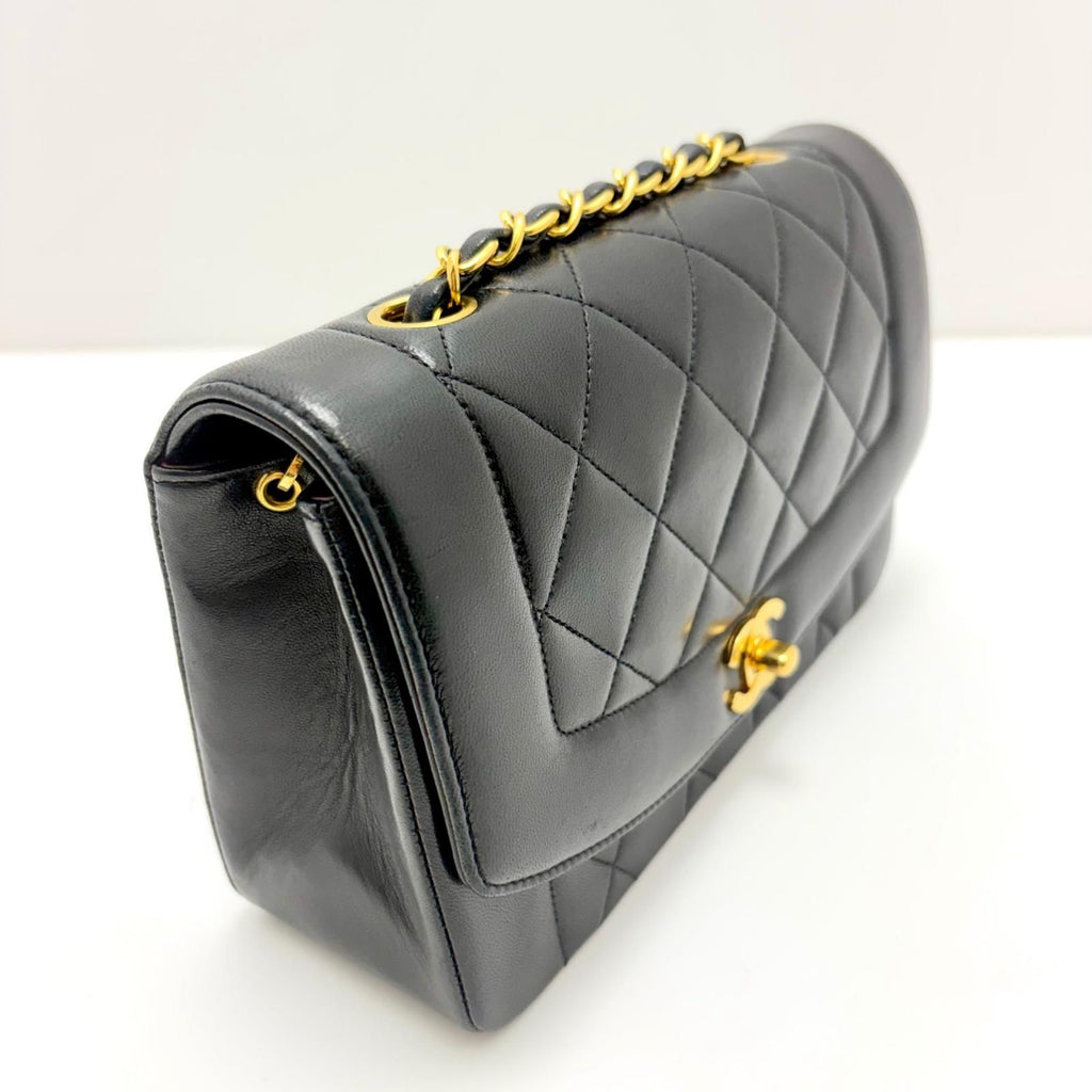 Chanel Diana 22 Quilted Chain Shoulder Black Lambskin Bag — view 3