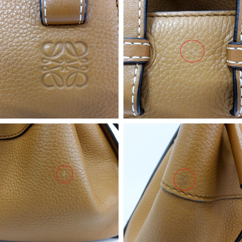 Loewe Drawstring Hammock Small Brown Gold 2-Way Logo Embossed Shoulder Bag — view 6