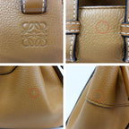 Loewe Drawstring Hammock Small Brown Gold 2-Way Logo Embossed Shoulder Bag — view 6