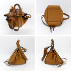 Loewe Drawstring Hammock Small Brown Gold 2-Way Logo Embossed Shoulder Bag — view 3