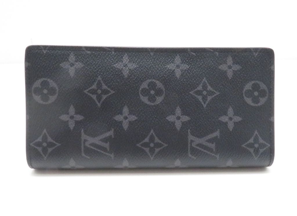 Louis Vuitton Portefeuille Brazza Monogram Eclipse Gray Wallet Black Stamp Boys'