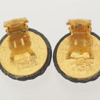 Chanel 93A Quilted CC Logo Earrings Black Gold — view 5