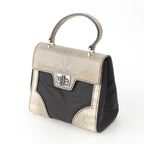 Prada Lizard Nylon 2-Way Turnlock Shoulder Handbag Black White — view 2