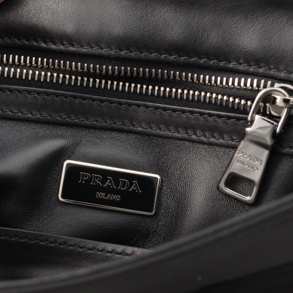 Prada Lizard Nylon 2-Way Turnlock Shoulder Handbag Black White — view 7