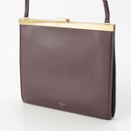 Celine Clasp Mini Leather Shoulder Bag Bordeaux — view 2