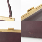 Celine Clasp Mini Leather Shoulder Bag Bordeaux — view 8