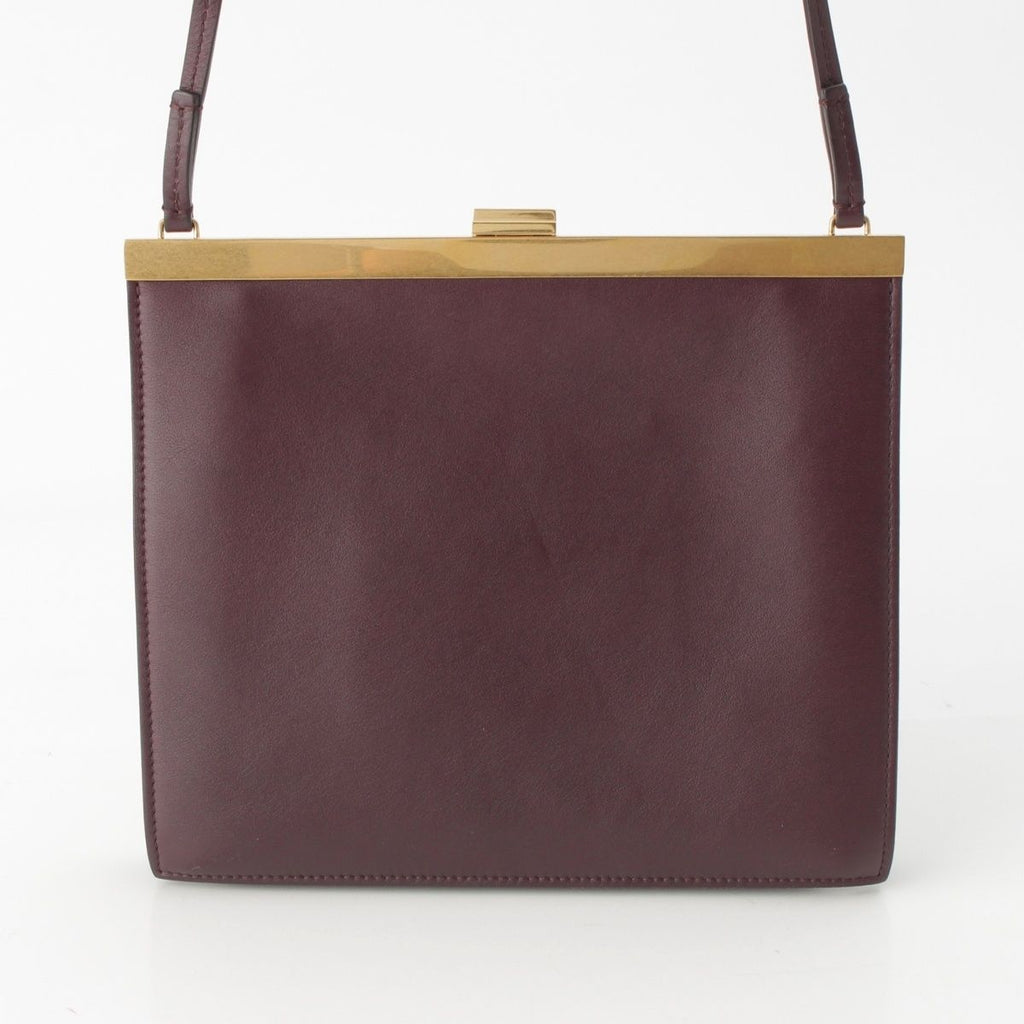 Celine Clasp Mini Leather Shoulder Bag Bordeaux — view 4