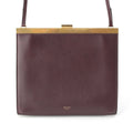 Celine Clasp Mini Leather Shoulder Bag Bordeaux
