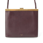 Celine Clasp Mini Leather Shoulder Bag Bordeaux