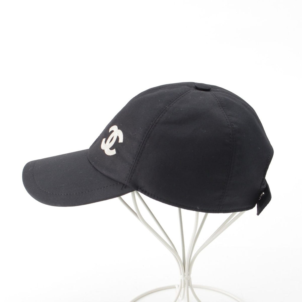 Chanel Cotton Metal CC Logo Cap Hat Black White — view 3
