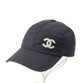 Chanel Cotton Metal CC Logo Cap Hat Black White