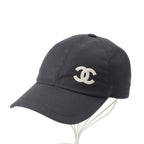 Chanel Cotton Metal CC Logo Cap Hat Black White