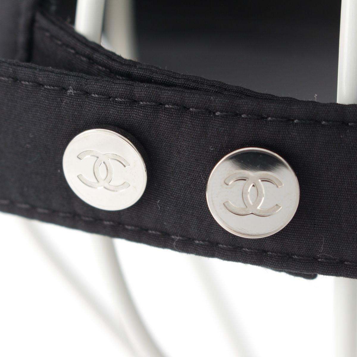 Chanel Cotton Metal CC Logo Cap Hat Black White — view 8