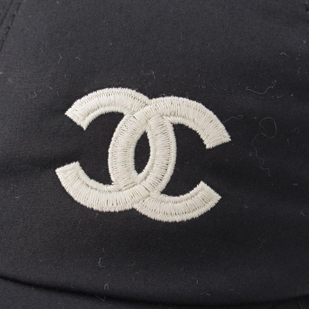 Chanel Cotton Metal CC Logo Cap Hat Black White — view 6