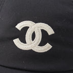Chanel Cotton Metal CC Logo Cap Hat Black White — view 6