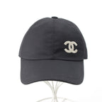 Chanel Cotton Metal CC Logo Cap Hat Black White — view 2