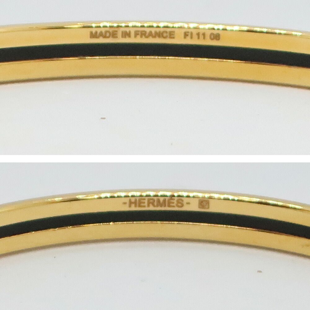 Hermes Enamel Bracelet Extra Fan Uni Rose Kander Yellow Gold Light Pink Bangle — view 4