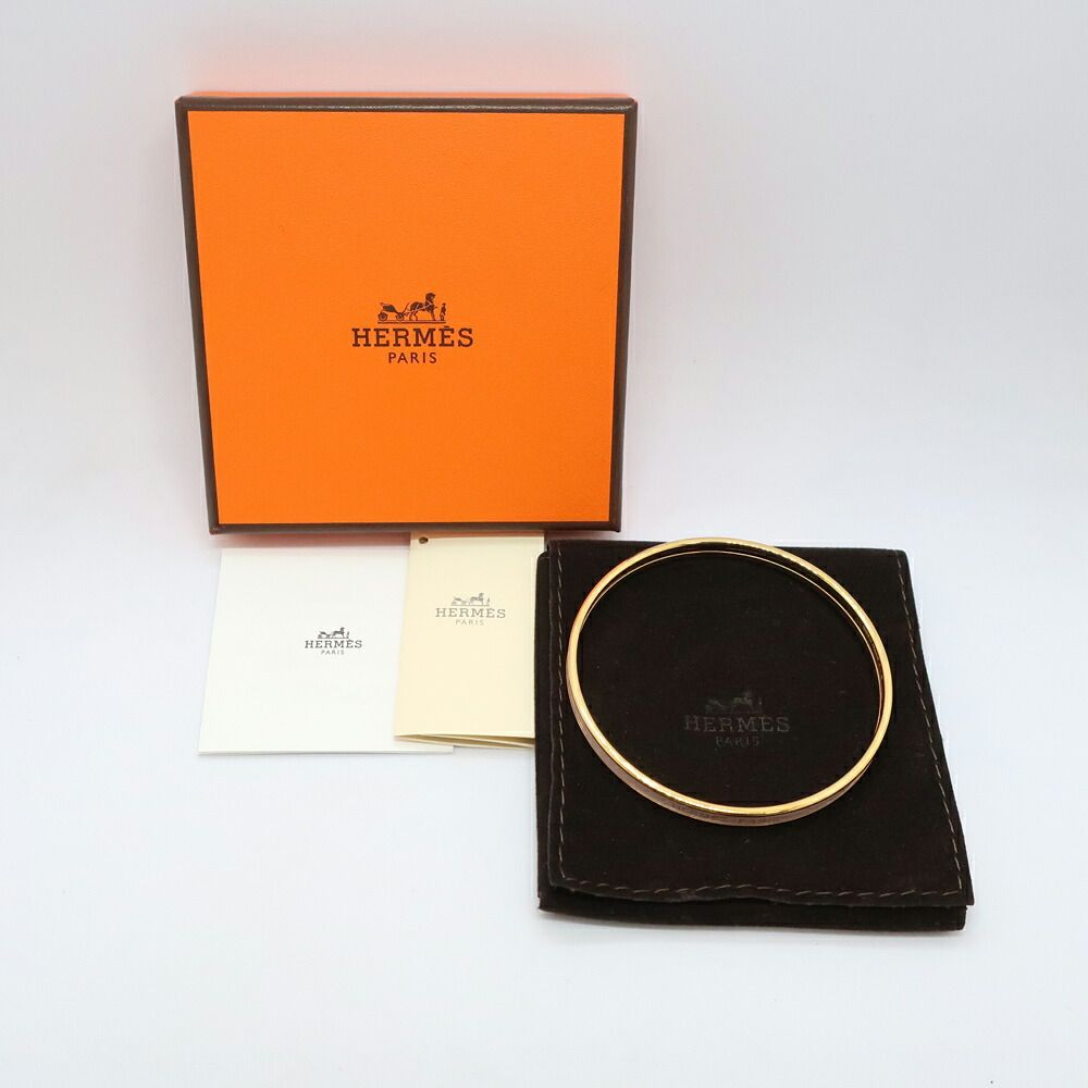 Hermes Enamel Bracelet Extra Fan Uni Rose Kander Yellow Gold Light Pink Bangle — view 5