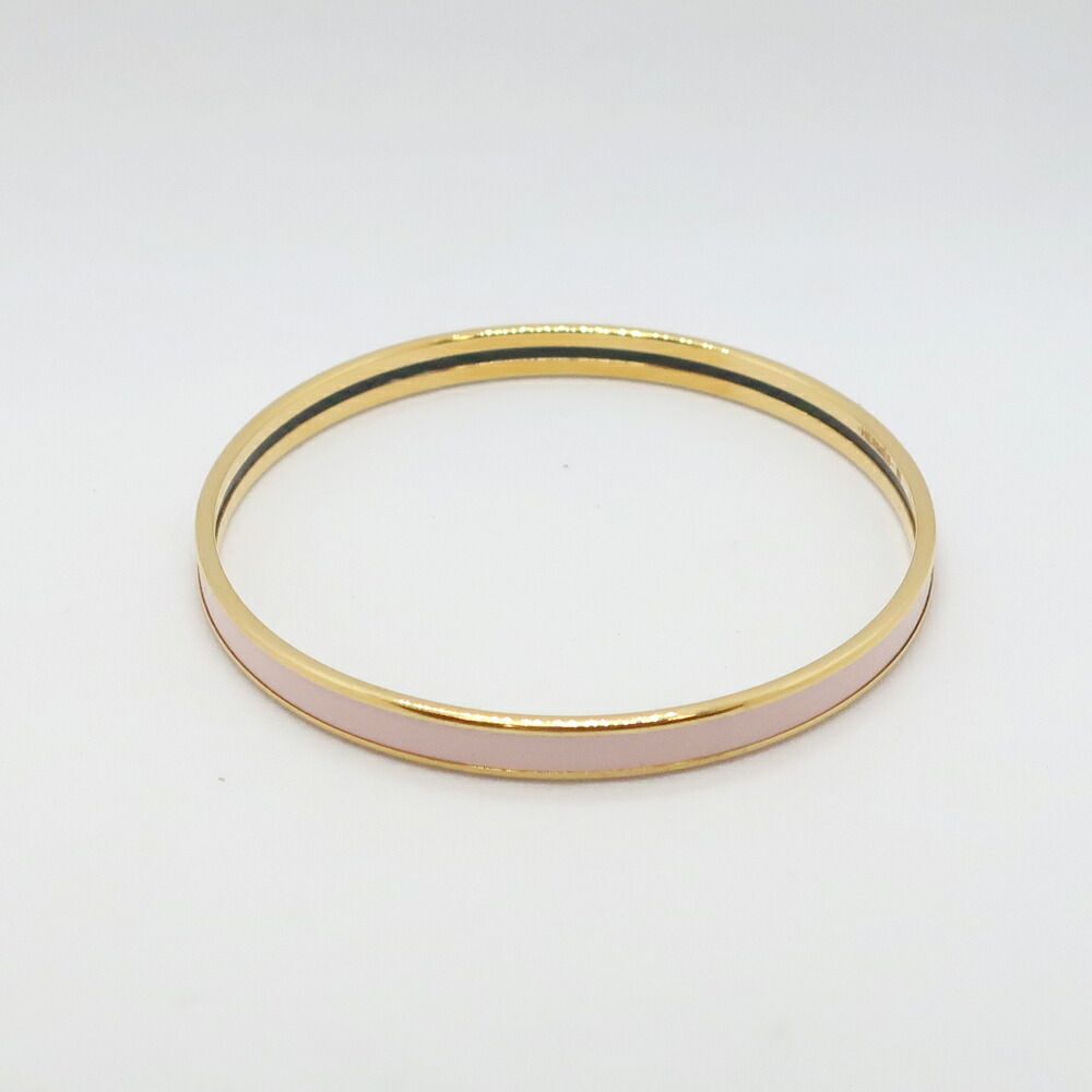 Hermes Enamel Bracelet Extra Fan Uni Rose Kander Yellow Gold Light Pink Bangle — view 3