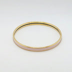 Hermes Enamel Bracelet Extra Fan Uni Rose Kander Yellow Gold Light Pink Bangle — view 3