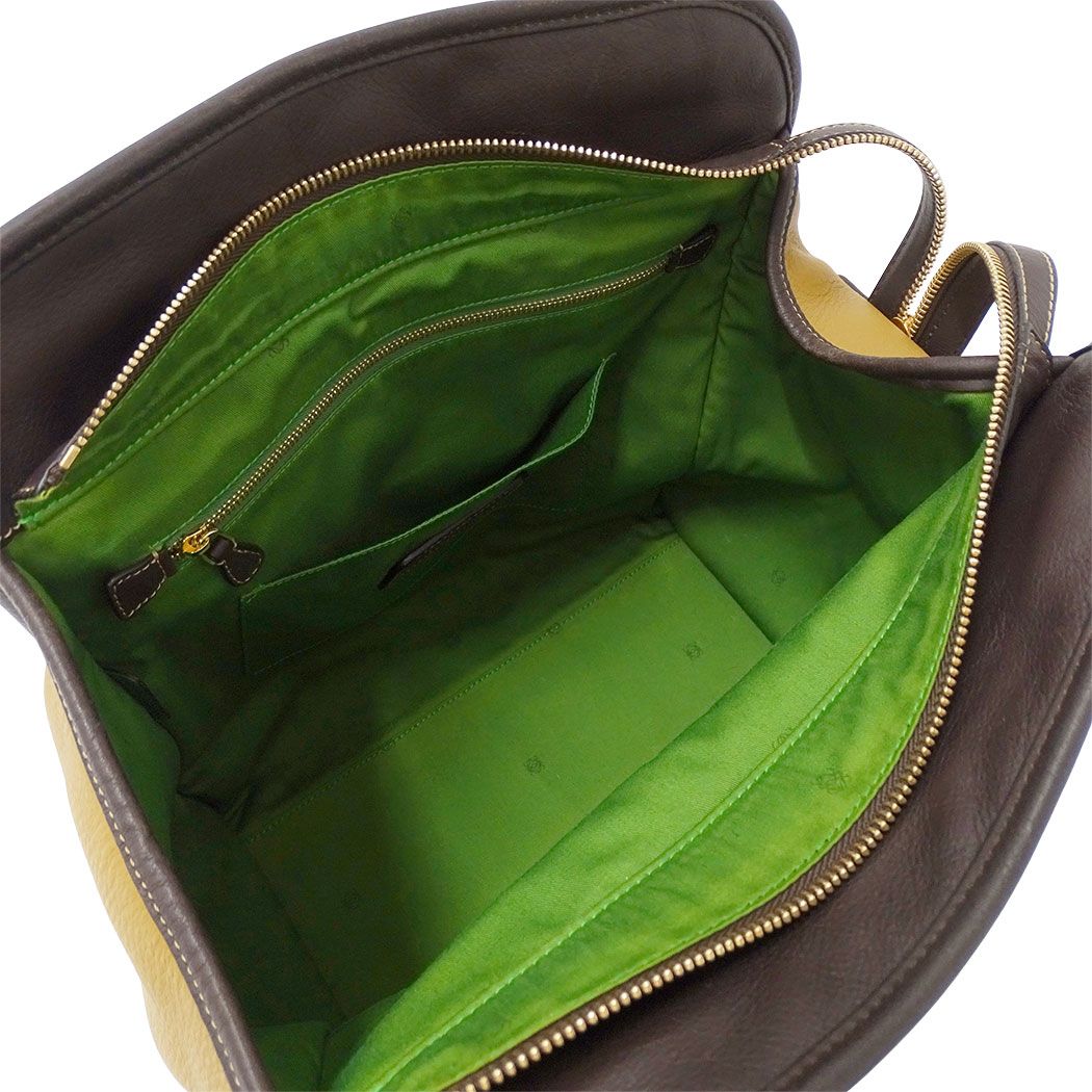 Loewe Bag Handbag Olo Anagram Leather Beige Green Handle Two-tone — view 6