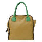 Loewe Bag Handbag Olo Anagram Leather Beige Green Handle Two-tone — view 2