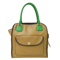 Loewe Bag Handbag Olo Anagram Leather Beige Green Handle Two-tone