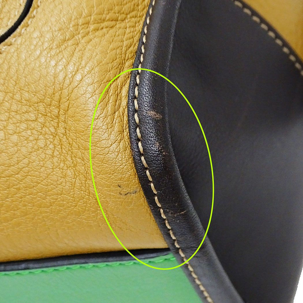 Loewe Bag Handbag Olo Anagram Leather Beige Green Handle Two-tone — view 8