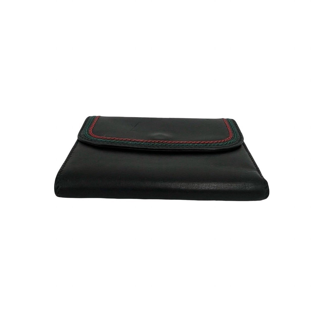 Gucci Sherry Line GG Logo Leather Kiss Lock Bifold Wallet Mini Coin Purse Black — view 6