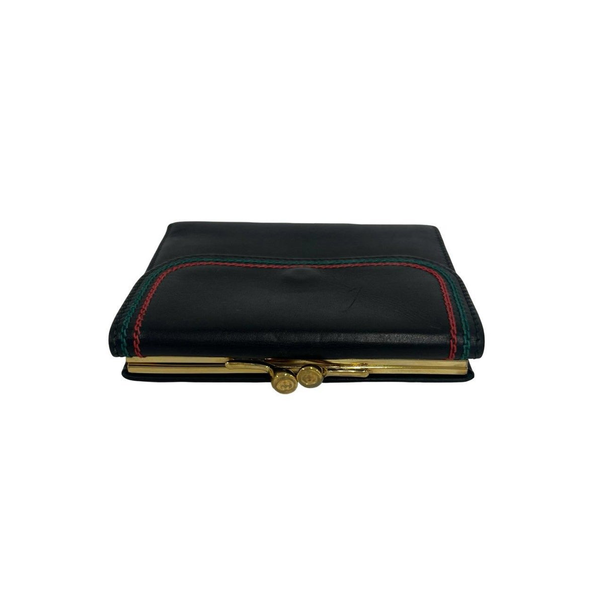 Gucci Sherry Line GG Logo Leather Kiss Lock Bifold Wallet Mini Coin Purse Black — view 3