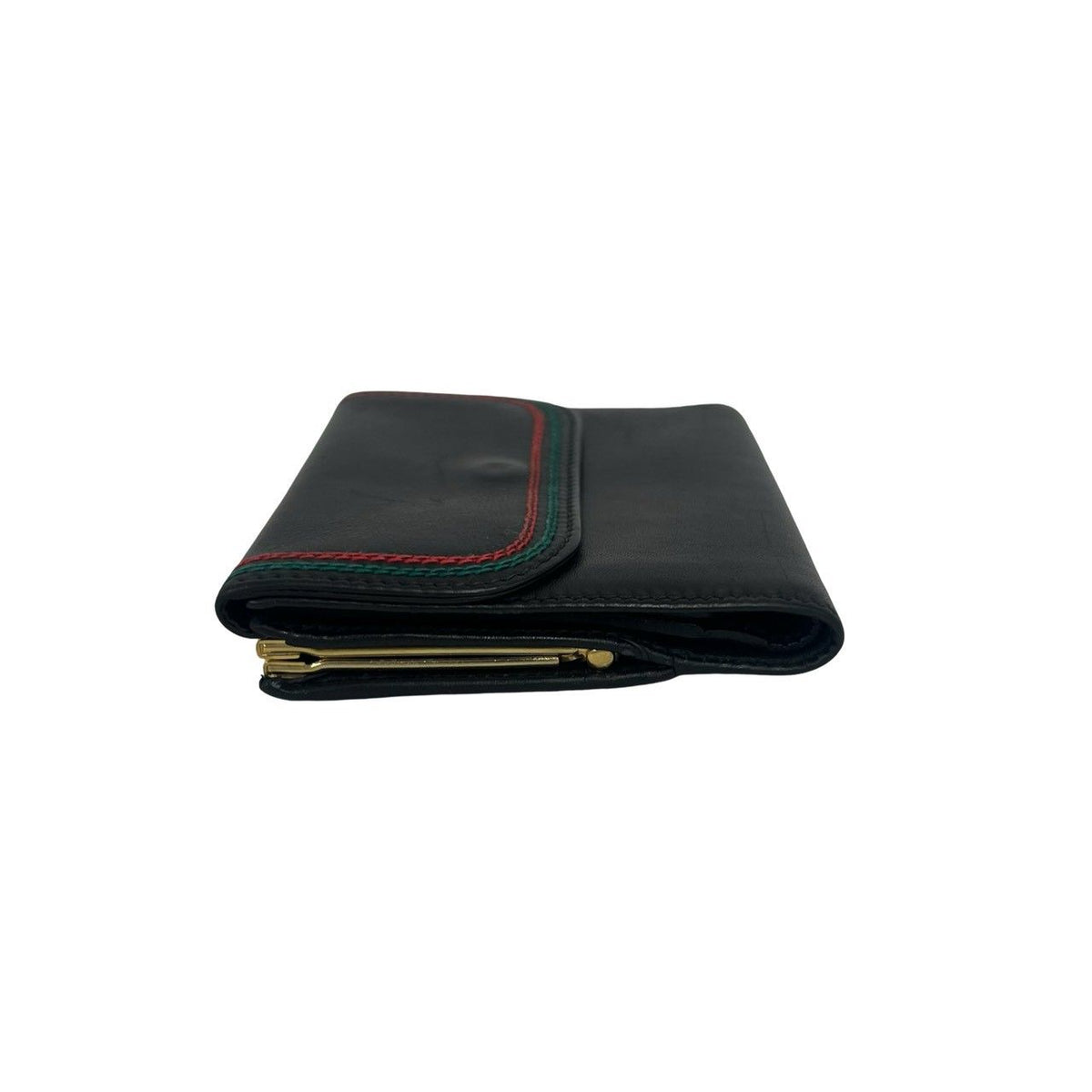 Gucci Sherry Line GG Logo Leather Kiss Lock Bifold Wallet Mini Coin Purse Black — view 4