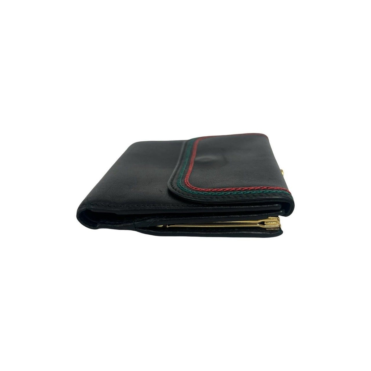 Gucci Sherry Line GG Logo Leather Kiss Lock Bifold Wallet Mini Coin Purse Black — view 5