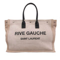 Saint Laurent Rive Gauche Tote Bag Linen Canvas Handle Logo Ivory
