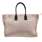 Saint Laurent Rive Gauche Tote Bag Linen Canvas Handle Logo Ivory — view 2