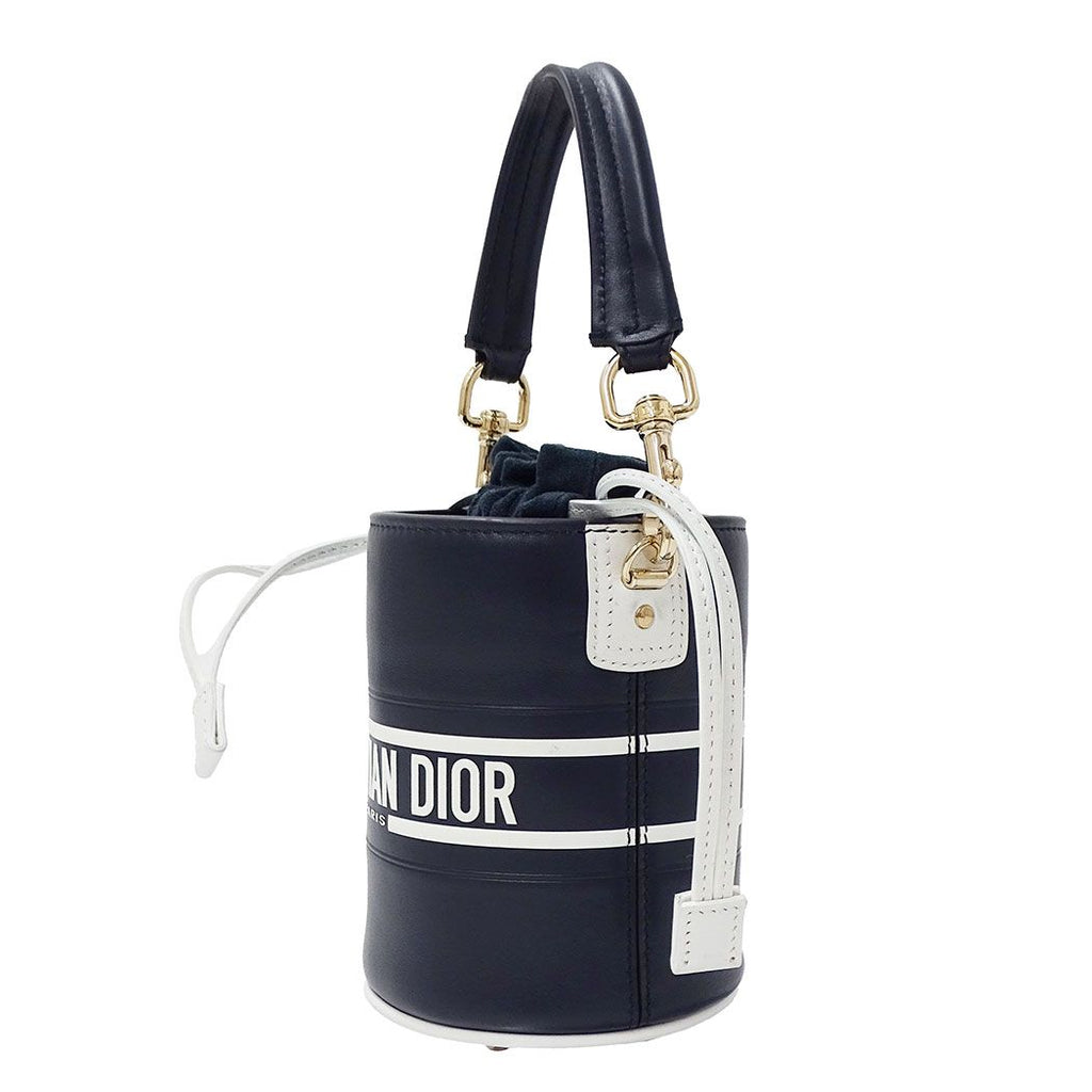 Dior 2-Way Shoulder Bag Leather Vibe Micro Navy White Handle Crossbody Casual — view 4