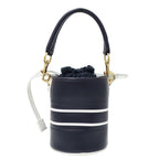 Dior 2-Way Shoulder Bag Leather Vibe Micro Navy White Handle Crossbody Casual — view 2