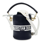 Dior 2-Way Shoulder Bag Leather Vibe Micro Navy White Handle Crossbody Casual