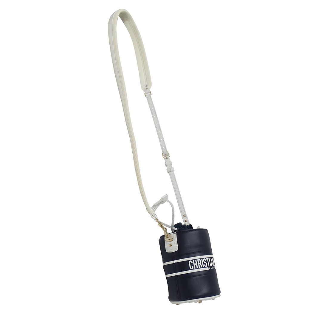 Dior 2-Way Shoulder Bag Leather Vibe Micro Navy White Handle Crossbody Casual — view 5
