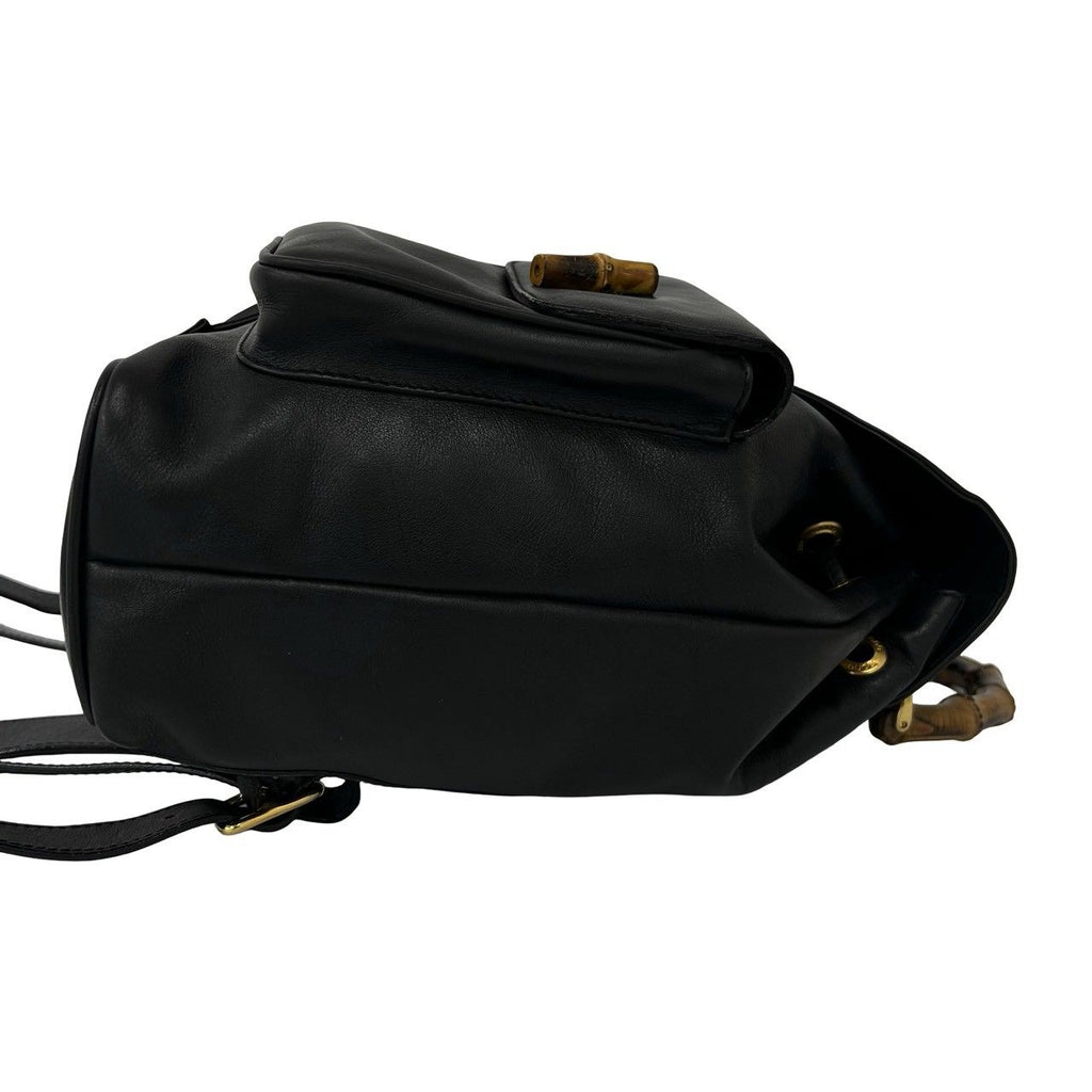 Gucci Vintage Bamboo Leather Backpack Black — view 6