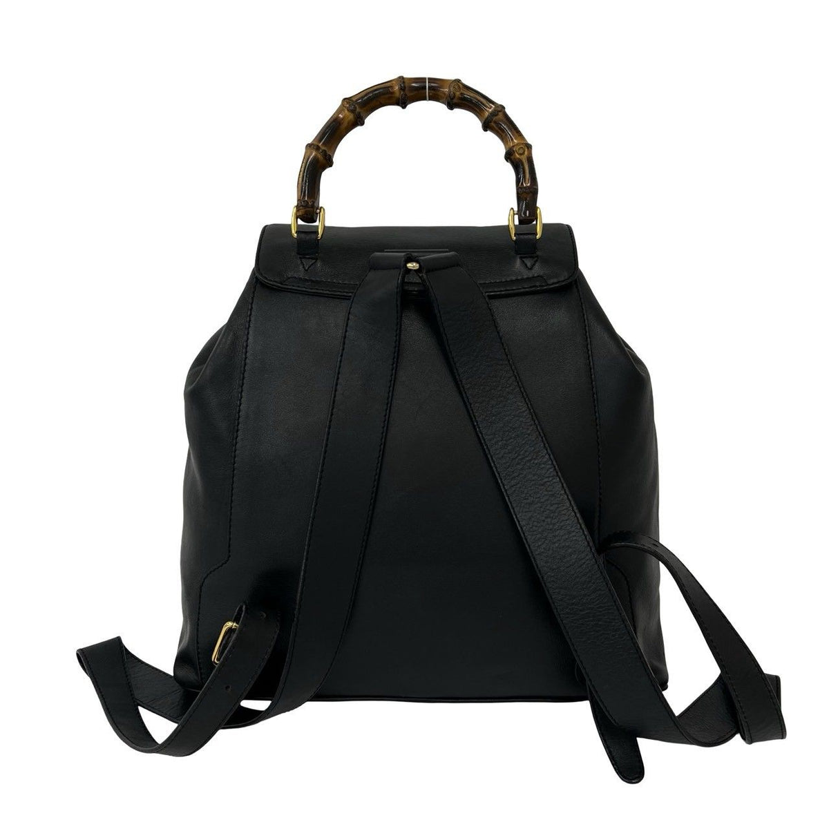 Gucci Vintage Bamboo Leather Backpack Black — view 3