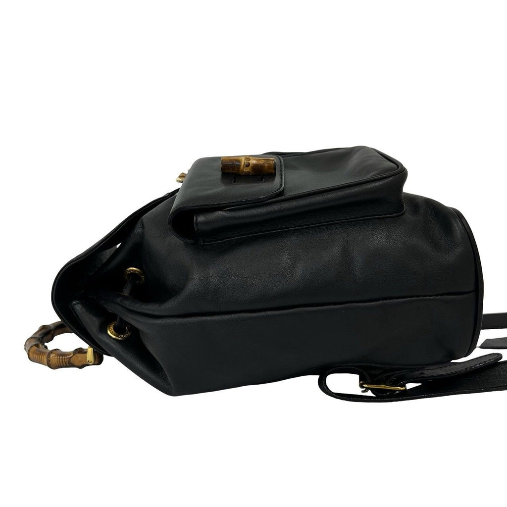 Gucci Vintage Bamboo Leather Backpack Black — view 5